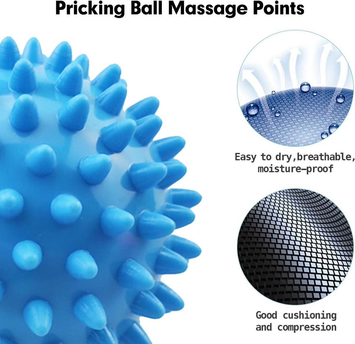 Massage Balls - (Pack of 3) - Trigger Point Massage Balls - Massage Balls with Soothing Points - Pointed Balls - Hedgehog Balls - Trigger Point Exercise Balls - For massaging leg, shoulder, hip and foot muscles (Blue/Black 7.5 cm) - Image 2