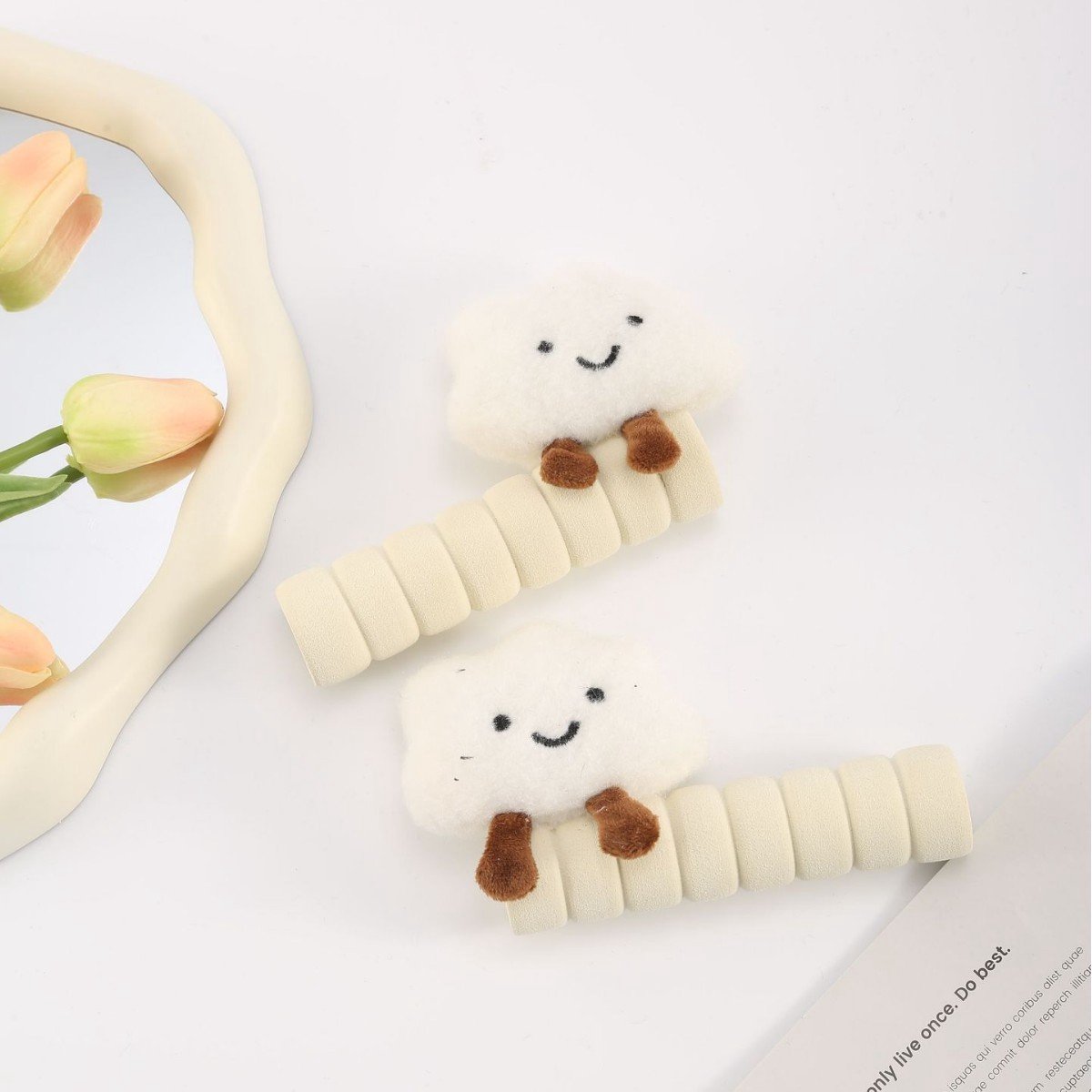 Protective Cover - Set of Two - Cute Cloud-Shaped Door Handle Gloves - Decorative Door Handle Protector Cover - Door Accessories (White) - Image 3