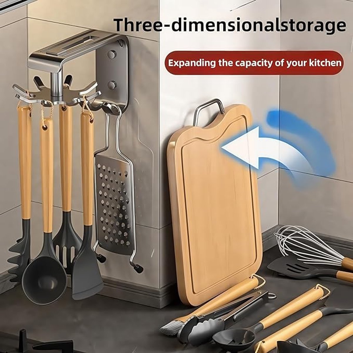 Kitchen Utensils - 2-Piece Hook - Cabinet Hook - Room Hook - Storage - Kitchen Storage - Suitable for Bathroom/Balcony/Bedroom/Knives/Tools/Towels (Black) - Image 5