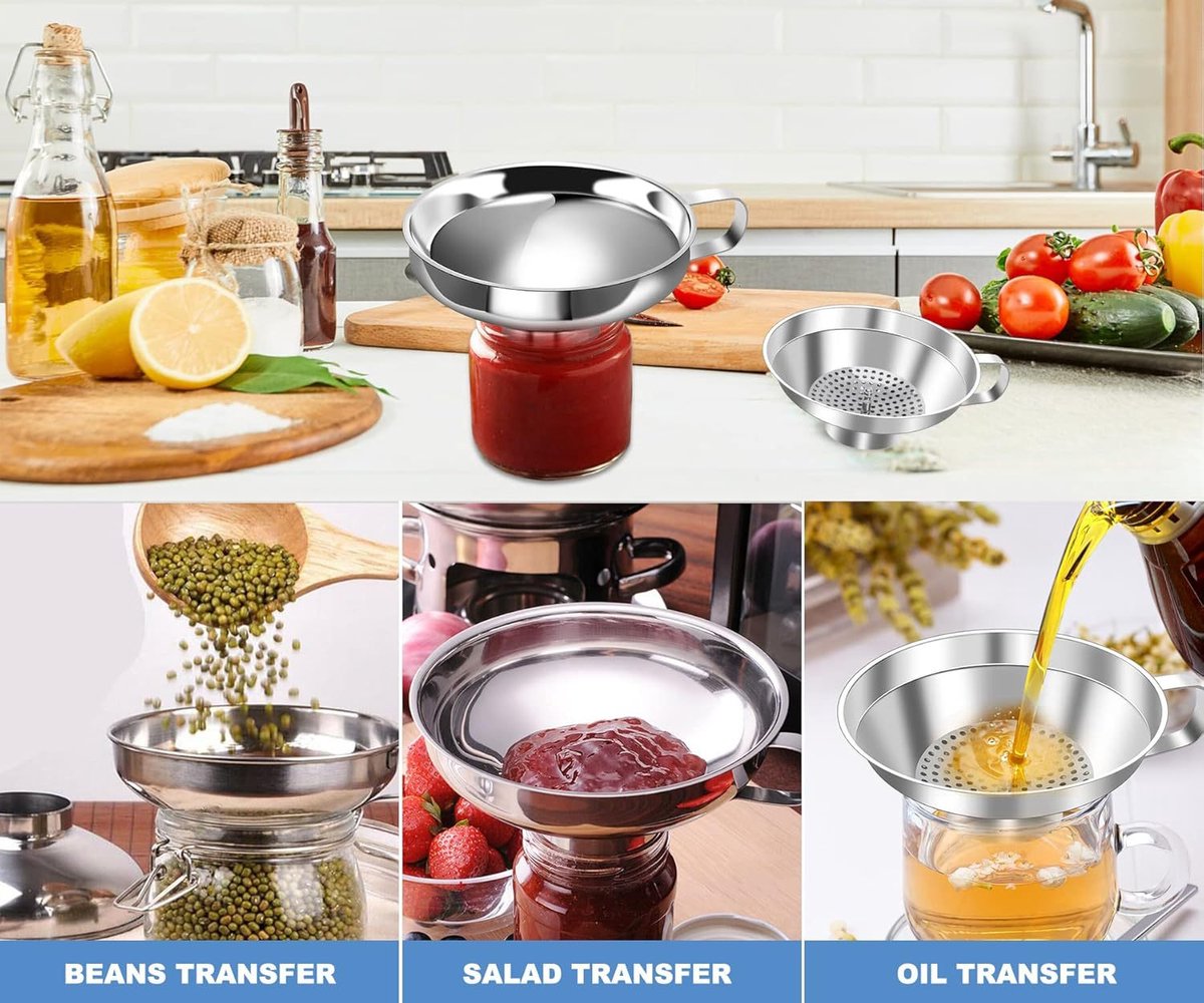 3-Pack - Funnels - Stainless Steel - Kitchen Funnels - Jam Can Funnels - Image 5