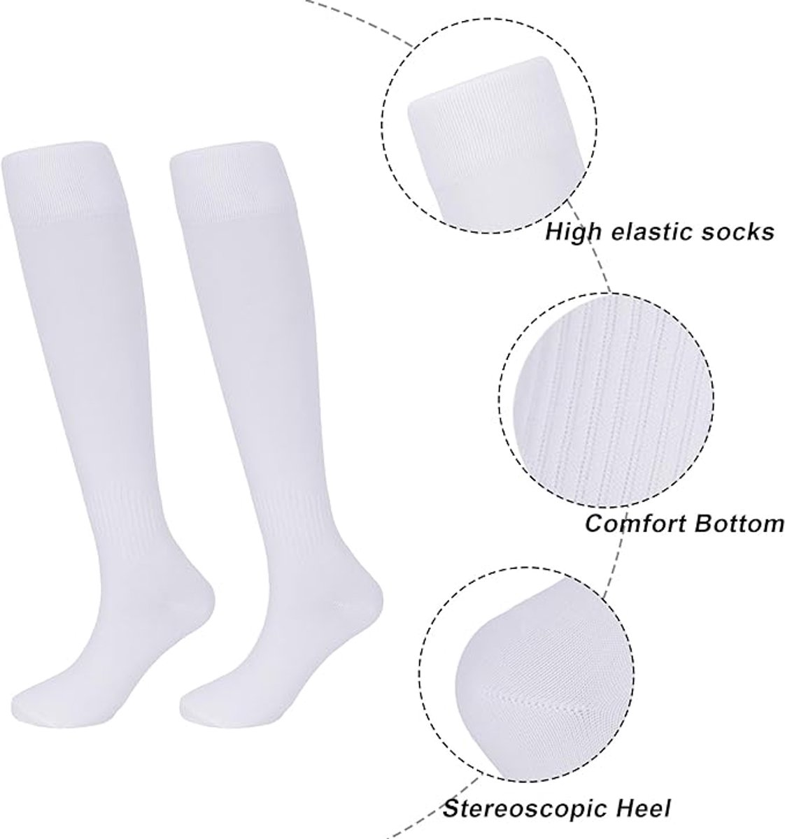 Socks - Sports Socks - Anti-Slip Thickened - Football Socks - Training Socks - Breathable and Sweat-Wicking Socks - White - Sizes 37-44 - Image 3