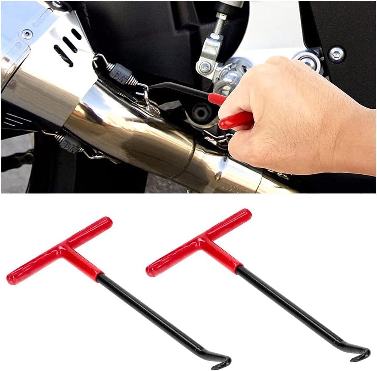Brake Spring Hook - 2-Piece Set - Exhaust Spring Puller - Motorcycle | Bicycle | Spring Puller - Special T-Shaped Tool - Image 1