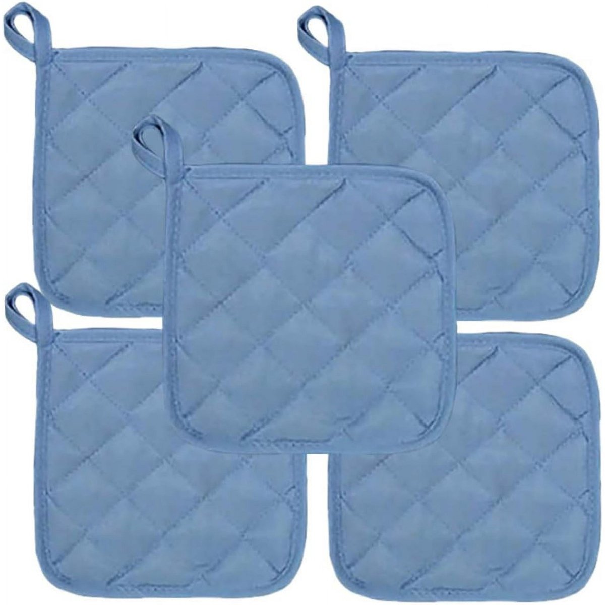 Placemat - Set of 5 Insulation Mats for the Kitchen - Heat Resistant Insulation Mats - Large Coasters for Daily Cooking and Baking (Dimensions: 6.5 x 6.5 Inches, Color: Blue) - Image 1