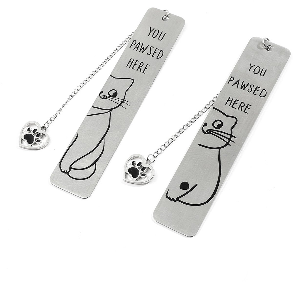 Bookmarks - Set of 2 - Cat Bookmarks - Cute Bookmarks - Bookmark Gifts for Book Lovers - Reading Bookmarks - Gifts for Boys, Girls, Kids & Friends - Cool School Supplies & Reading Gift - Stainless Steel - Image 1