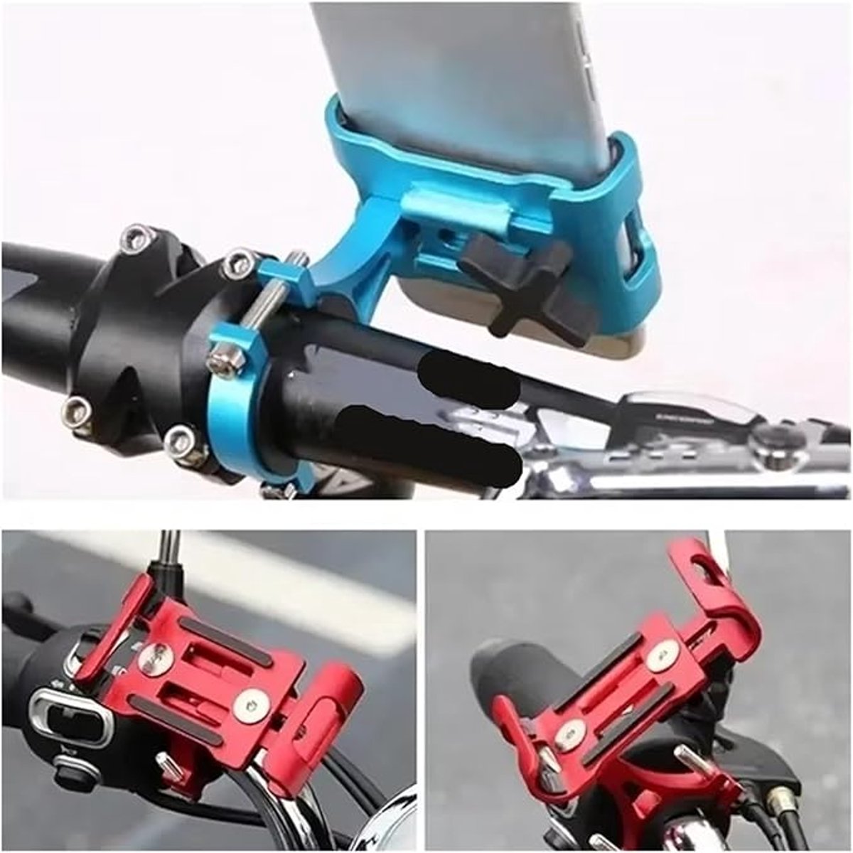 Phone holder for bicycle and motorcycle - Universal phone holder - 360° rotatable and tiltable - Bicycle accessories - Red - Image 4