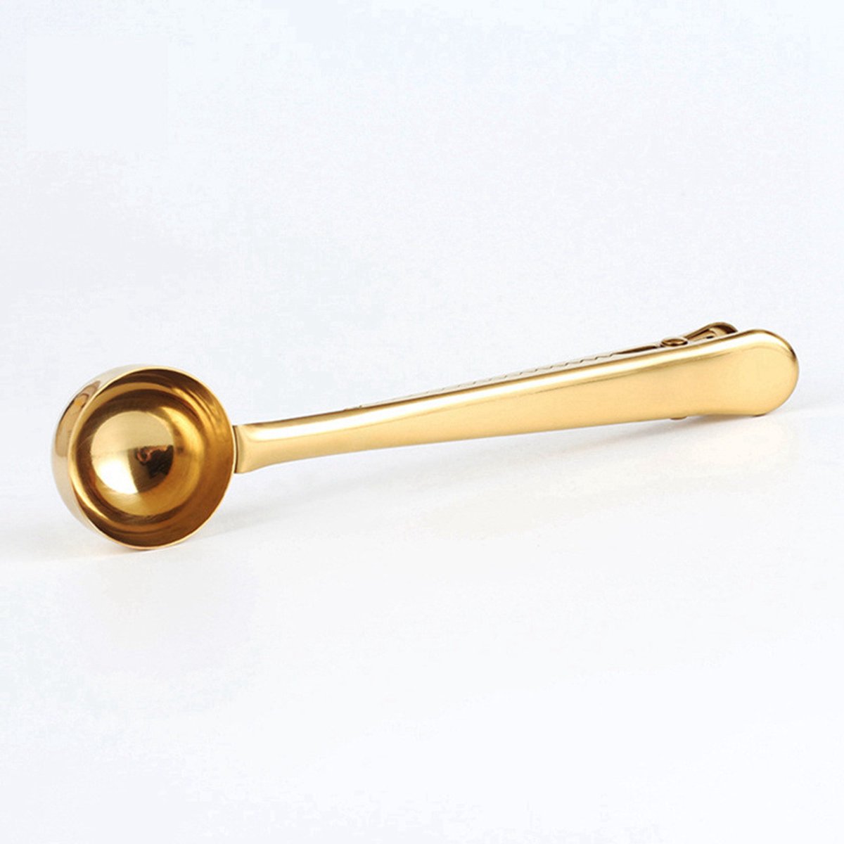Coffee spoon - measuring spoon with closing clip - coffee accessories - bean spoon - measuring spoon - gold - Image 1