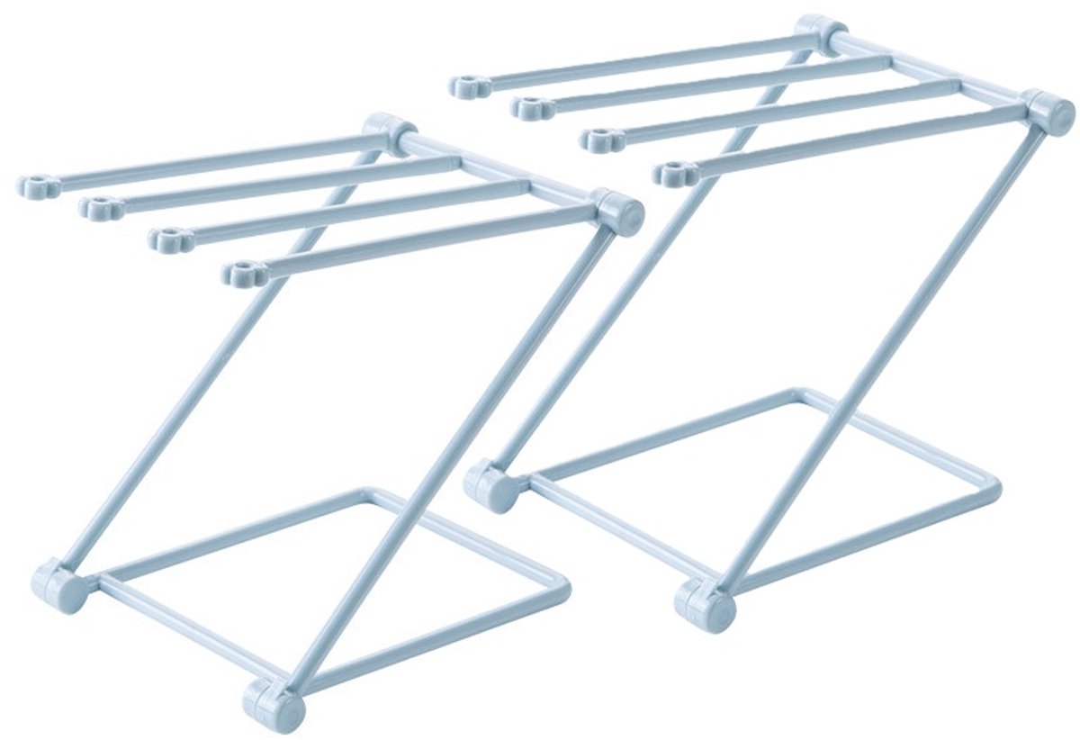 Storage Rack (Set of 2) - Kitchen Storage Rack - Space-Saving - Folding Rack - With 4 Supports, Corrosion-Resistant, Suitable for Storing Dishcloths, Cups and Baby Bottles - PP Material (Blue) - Image 1
