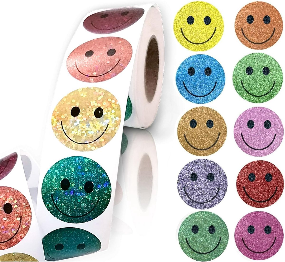 Glitter Dot and Smiley Face Stickers - Smiley Face Stickers for Kids - 500 Sheets of 1