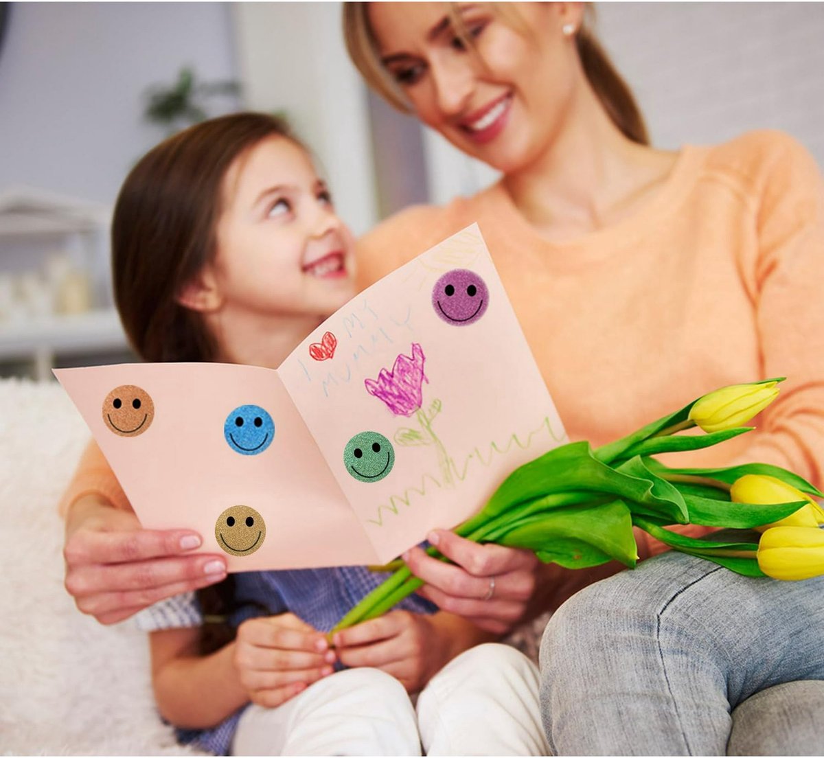Glitter Dot and Smiley Face Stickers - Smiley Face Stickers for Kids - 500 Sheets of 1