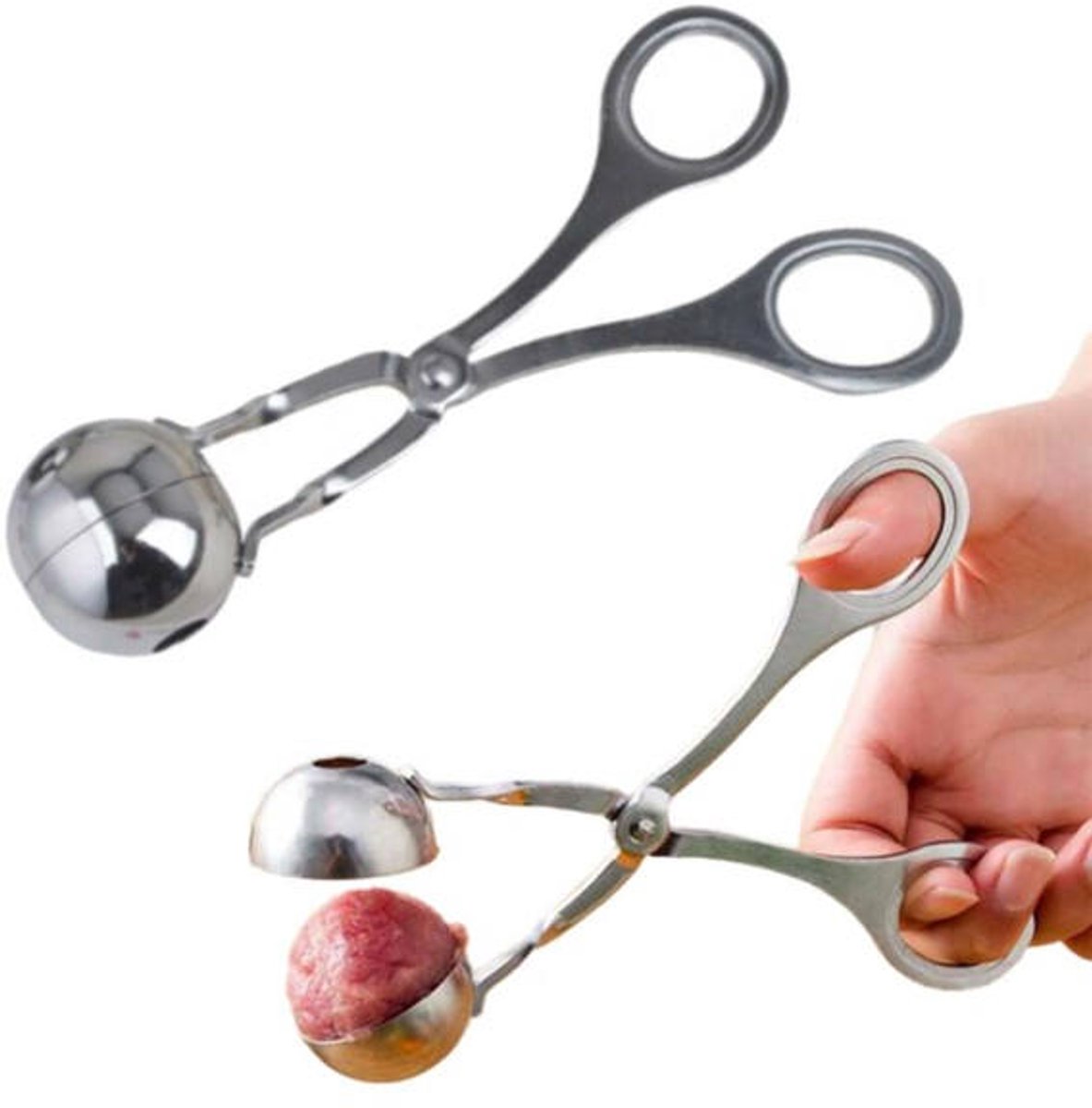 Stainless Steel Meatball Clamps - Pack of 2 - 304 Stainless Steel Meatball Clamps - Meatball Making Tools - Fish Ball Clamps - Round Rice Ball Maker - Image 1
