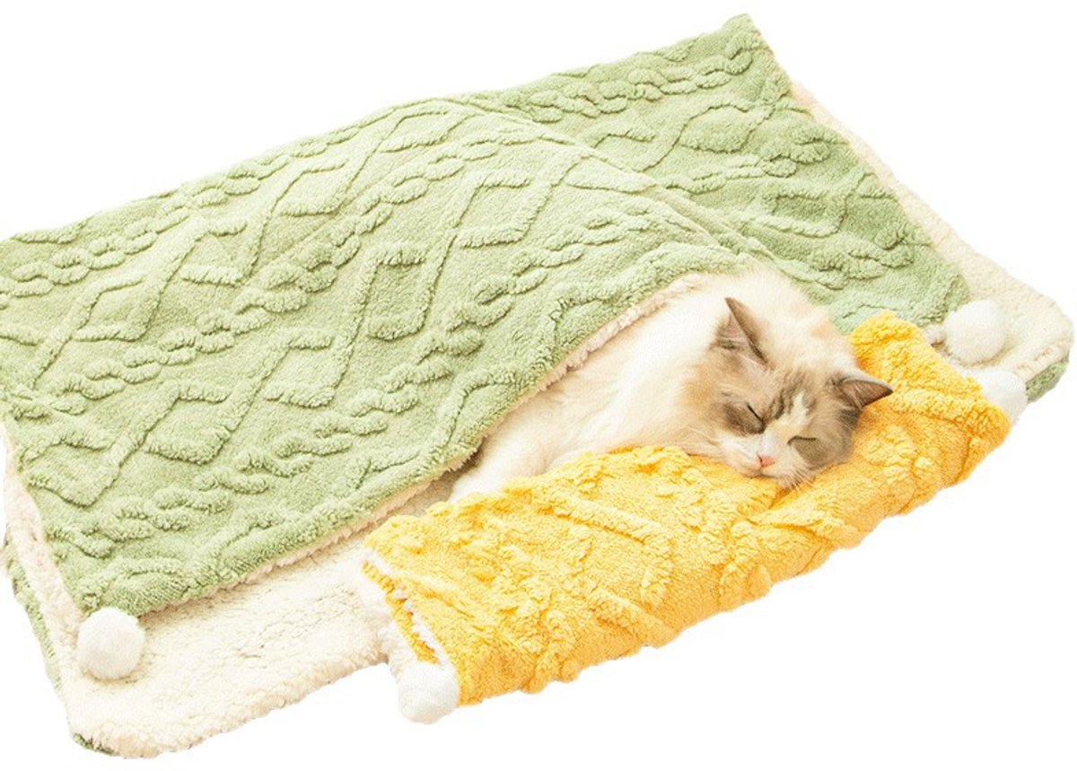 Pet Mat - Soft Pet Blanket - Warm Plush Blanket for Dogs and Cats - Comfortable & Cozy Sleep Blanket - 55*45cm - Yellow - Image 2