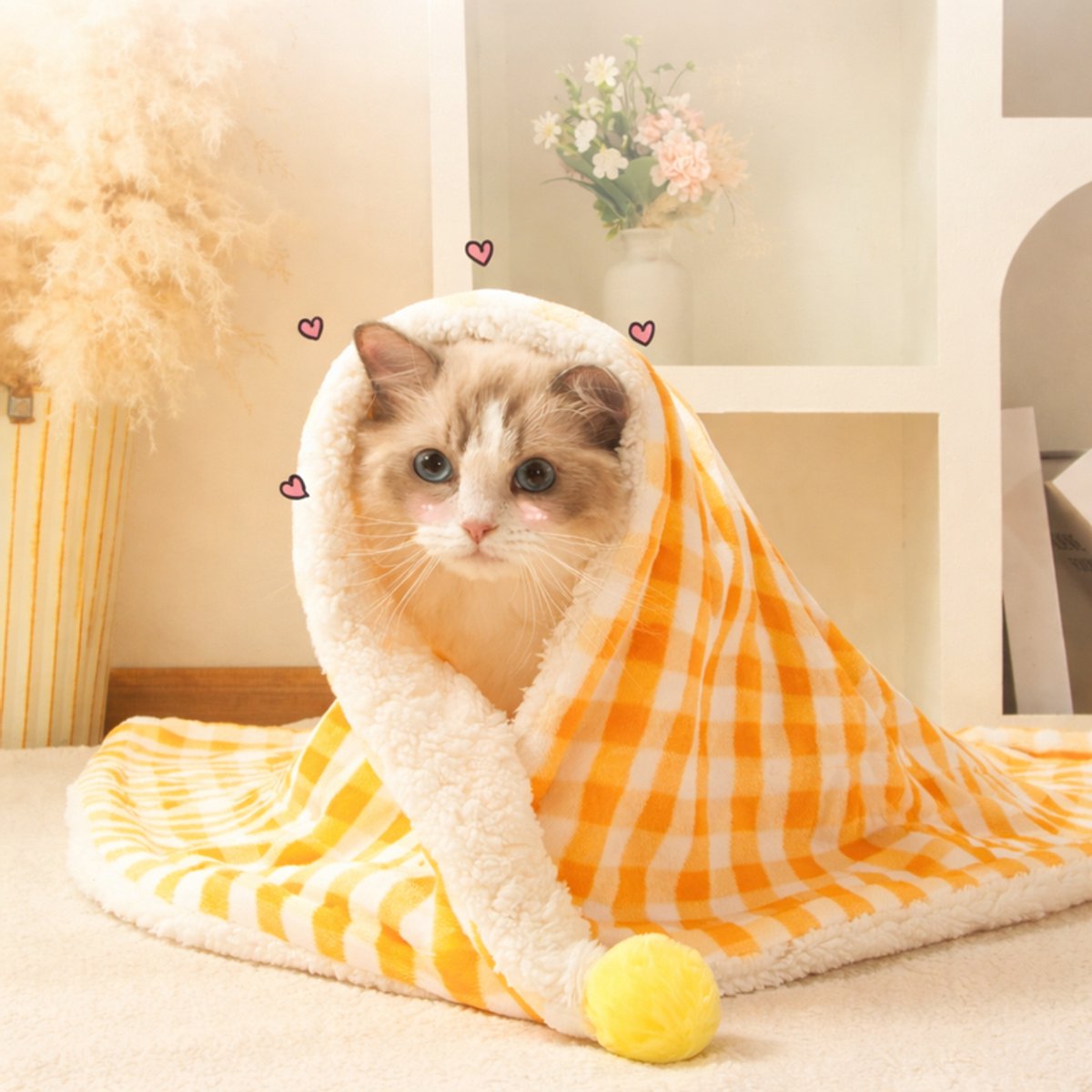 Pet Mat - Soft Pet Blanket - Warm Plush Blanket for Dogs and Cats - Comfortable & Cozy Sleep Blanket - 55*45cm - Yellow - Image 3