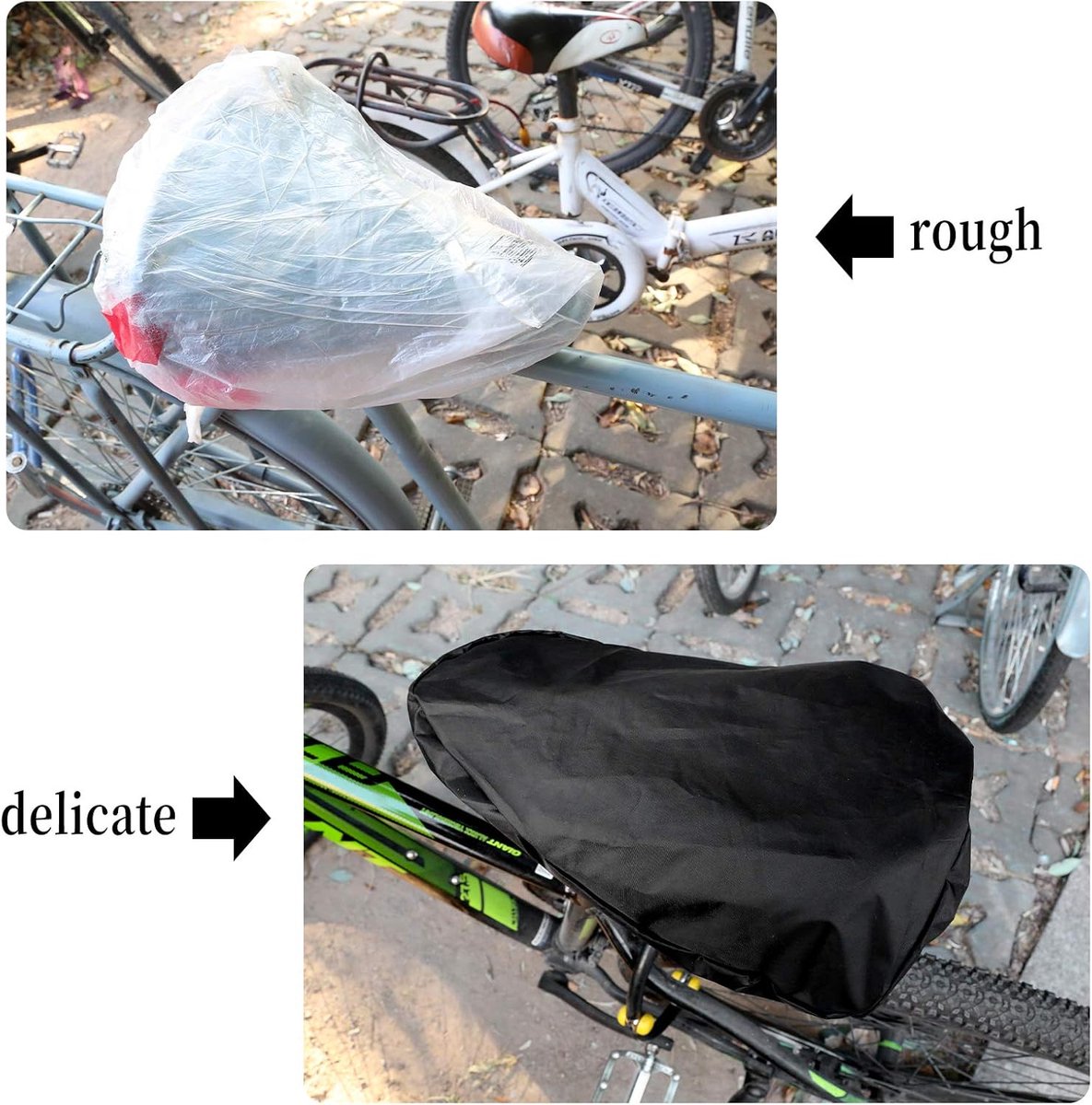 Waterproof Bicycle Saddle Cover with Drawstring - Black - Universal Size 24x27 cm - Protects Against Rain & Dirt - Image 2