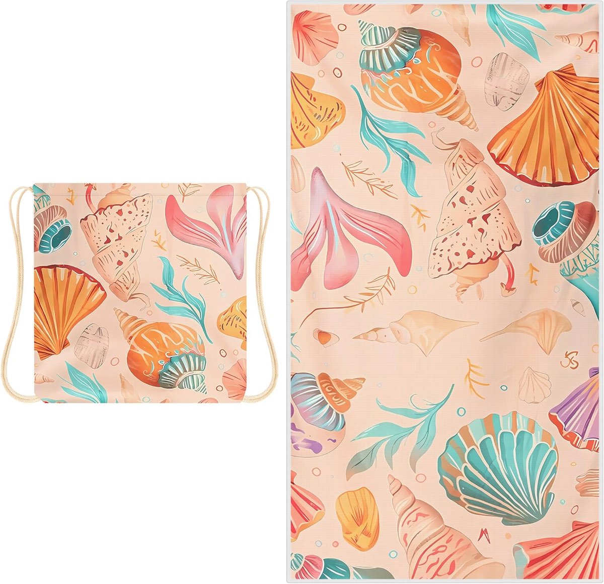 Beach Towel - 2-in-1 Foldable Beach Towel Backpack - Printed Bath Towel - Convertible Beach Mat & Carry Bag - Perfect Companion for Camping, Yoga & Travel（Shell） - Image 1