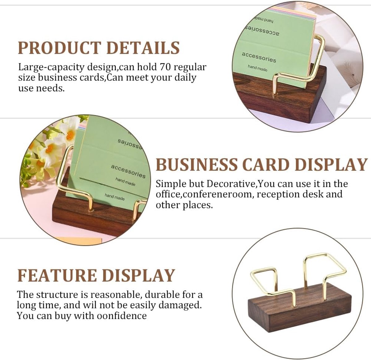 Business Card Holder - Wooden Display Rack - Desk Business Card Holder - Wooden Business Card Holder - Suitable for offices, homes, exhibition stands, receptions, events, meeting rooms and as a promotional gift.（A） - Image 2