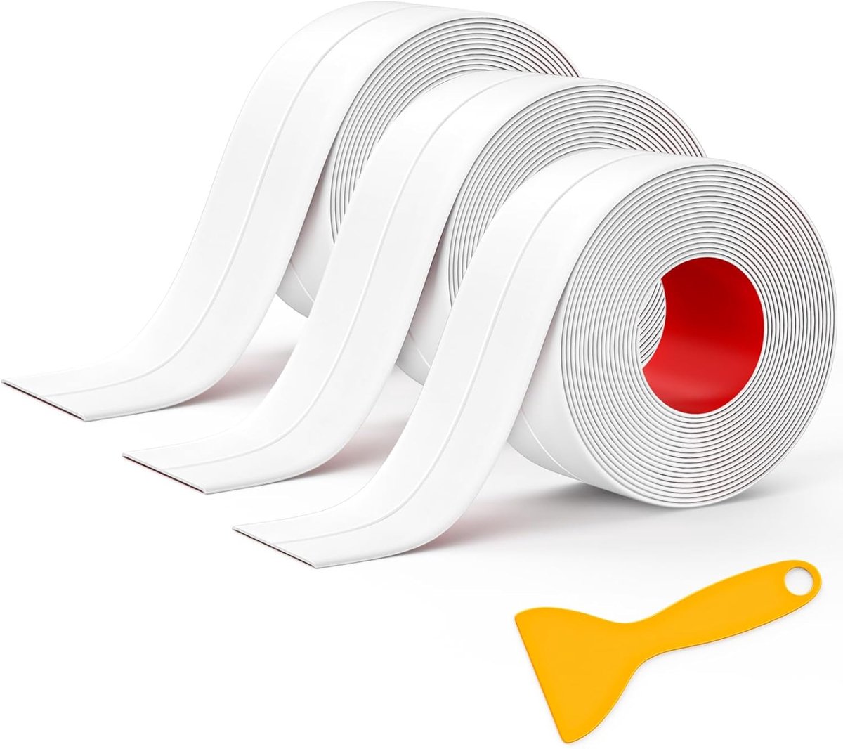 Sealing Strip - 3 Rolls - Bathtub Sealing Strip - Bathroom Sealing Tape - Waterproof Sealing Tape - Suitable for Kitchens, Washbasins, Bathtubs, Toilets and Shower Rooms - Sealing Tools Required - White - Image 1