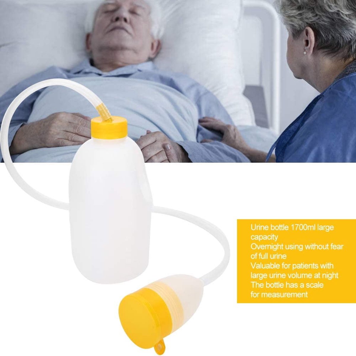Urinal Men - Pee Bottle Men - Camping Toilet - Plastic - Urinal for Men - Anti-splash Urine Cup - Large 1700ml - Urinal Men with Lid - Reusable - For the Elderly, Hospital, Camping - Image 5