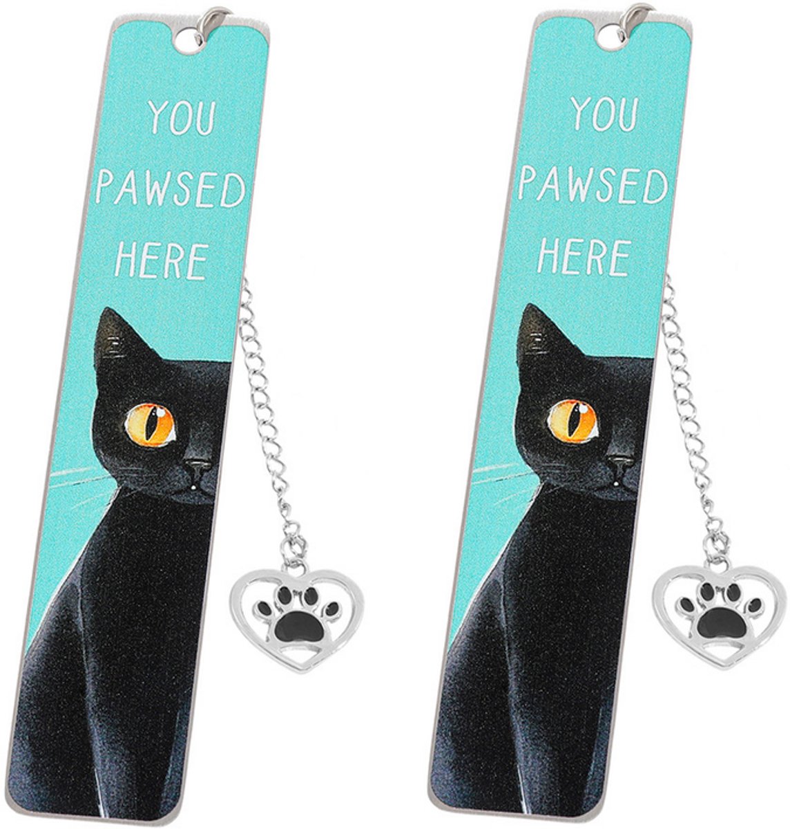 Bookmarks - Set of 2 - Cat Bookmarks - Gifts for Cat Lovers - Cute Bookmarks - Bookmark Gifts for Book Lovers - Reading Bookmarks - Gifts for Boys, Girls, Kids & Friends - Stainless Steel (Style A) - Image 1