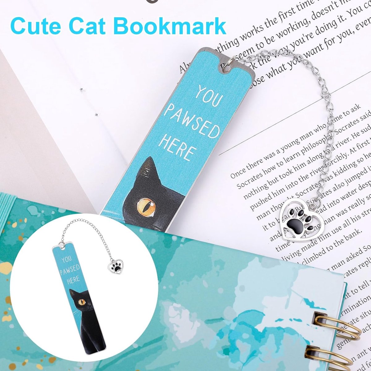Bookmarks - Set of 2 - Cat Bookmarks - Gifts for Cat Lovers - Cute Bookmarks - Bookmark Gifts for Book Lovers - Reading Bookmarks - Gifts for Boys, Girls, Kids & Friends - Stainless Steel (Style A) - Image 3
