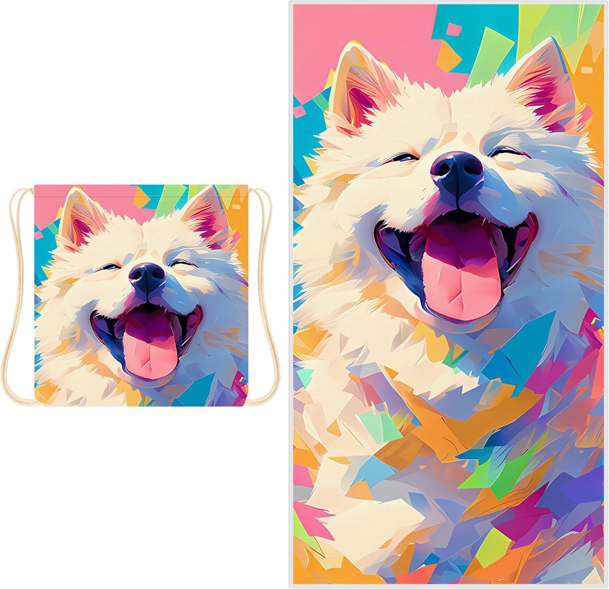 Beach Towel - 2-in-1 Foldable Beach Towel Backpack - Printed Bath Towel - Convertible Beach Mat & Carry Bag - Perfect Companion for Camping, Yoga & Travel（Pup） - Image 1
