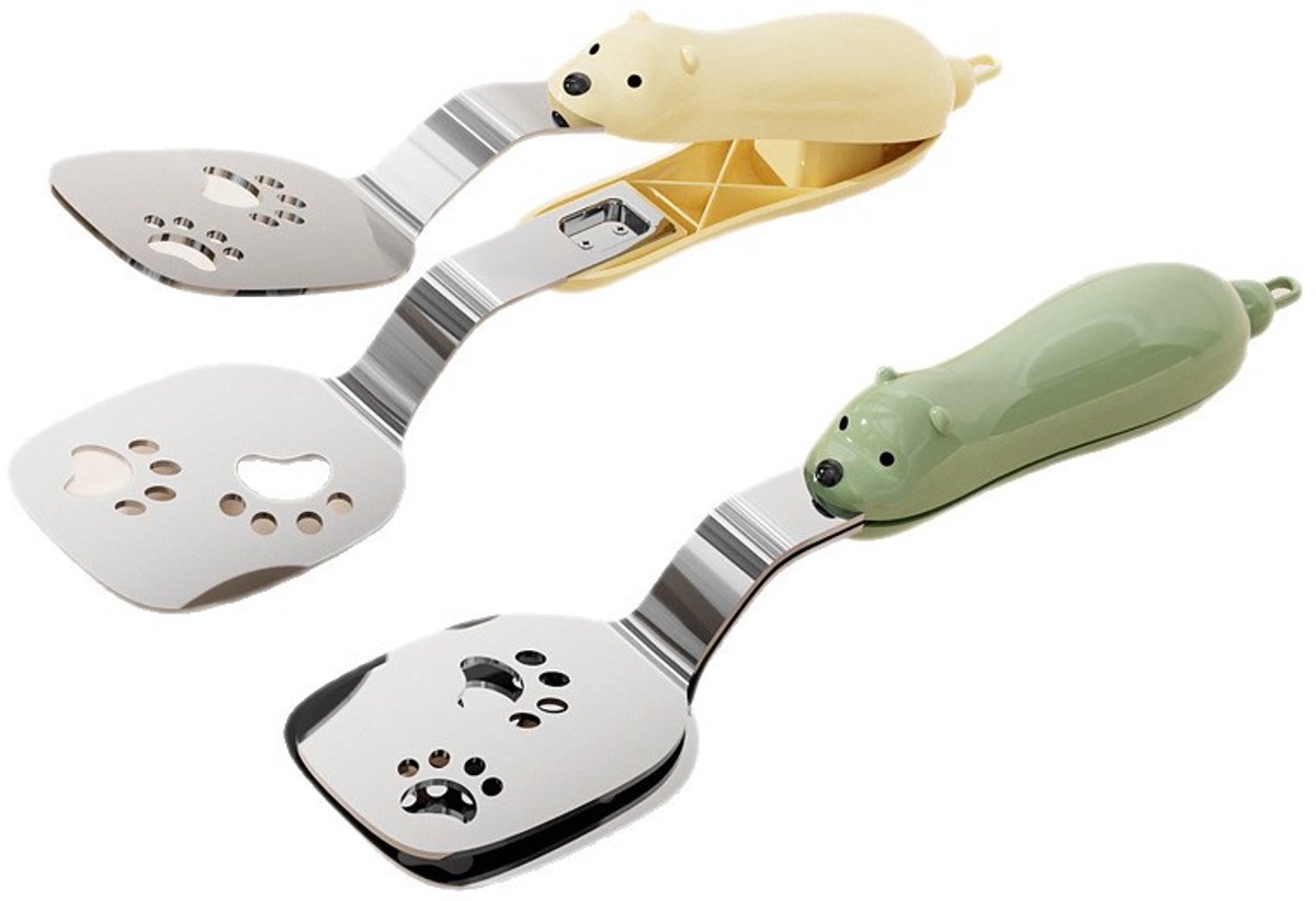 Spatula - Set of Two - Baking Tongs - Stainless Steel Tongs with Bear Claw Shape - Suitable for kitchen and camping use, for making pasta, toast, baking, desserts, canned food and barbecuing. - Image 1