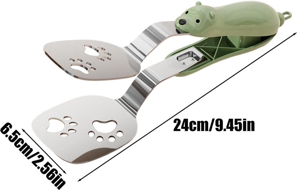 Spatula - Set of Two - Baking Tongs - Stainless Steel Tongs with Bear Claw Shape - Suitable for kitchen and camping use, for making pasta, toast, baking, desserts, canned food and barbecuing. - Image 3
