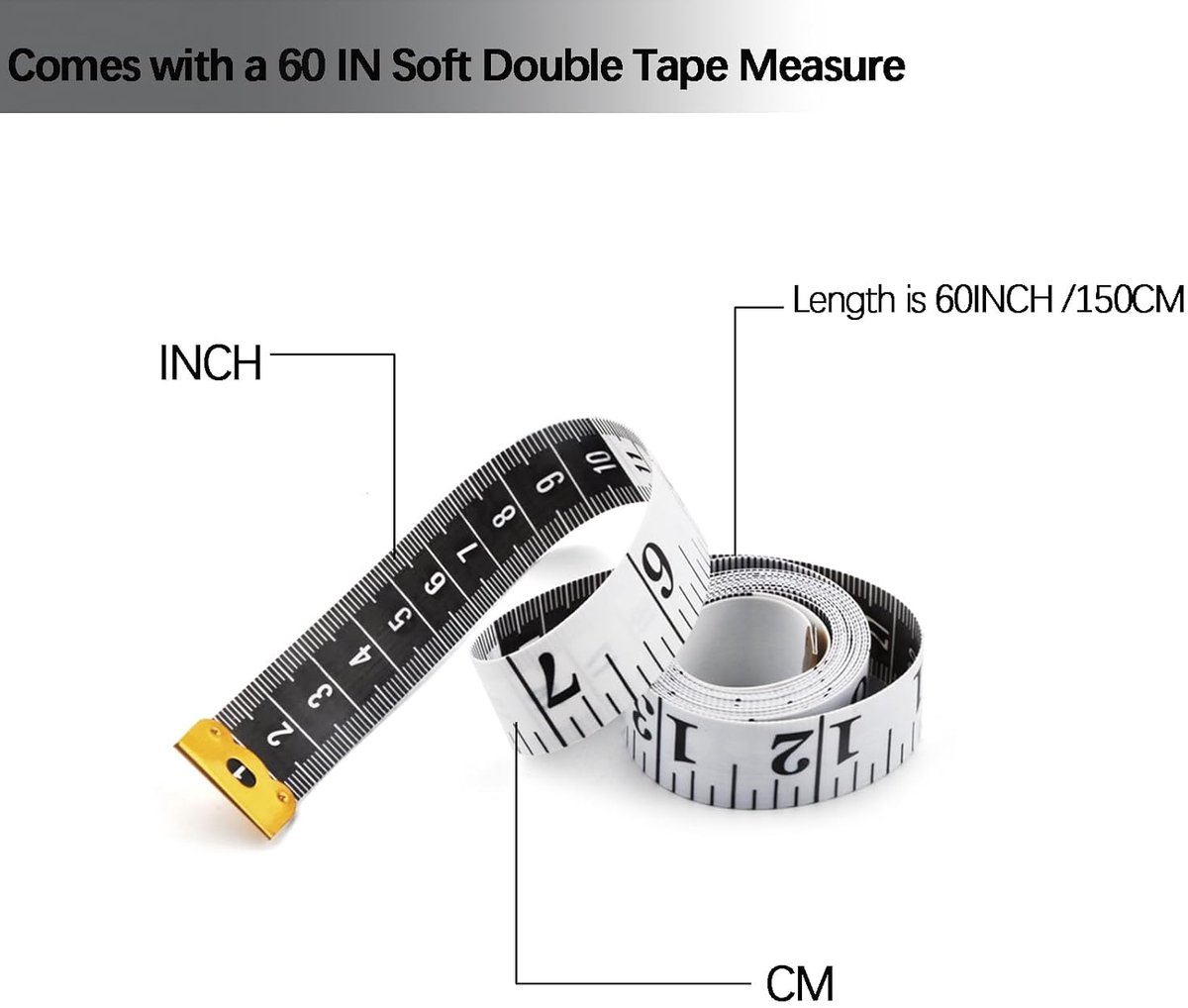 Measuring Tape - 3-Pack - Extendable Measuring Tape - Double-Sided Flexible Measuring Tape - Suitable for Measuring Body Sizes - 60 Inches (1.5 Meters) - Can Be Used for Sewing Fabrics, Making Clothes, Etc. (Macaron Blue, Pink, Green) - Image 4