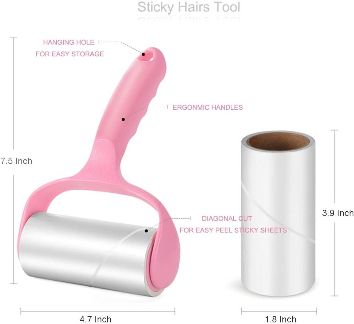 300 Sheet Lint Roller - Pet Hair Remover - Super Sticky Lint Remover Brush - Clothes Cleaner Roller - 1 Roller + 5 Refills - Image 3