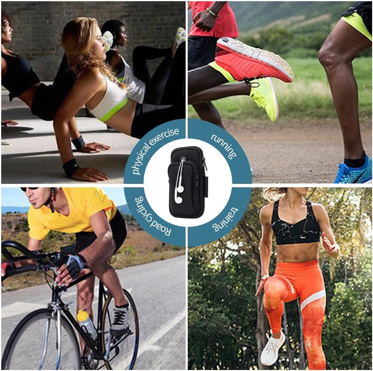 Running Armband - Phone Armband - Wearable Phone Armband - With Earphone Hole and Phone Pocket for Running - Armband for Fitness and Cycling (Black) - Image 4