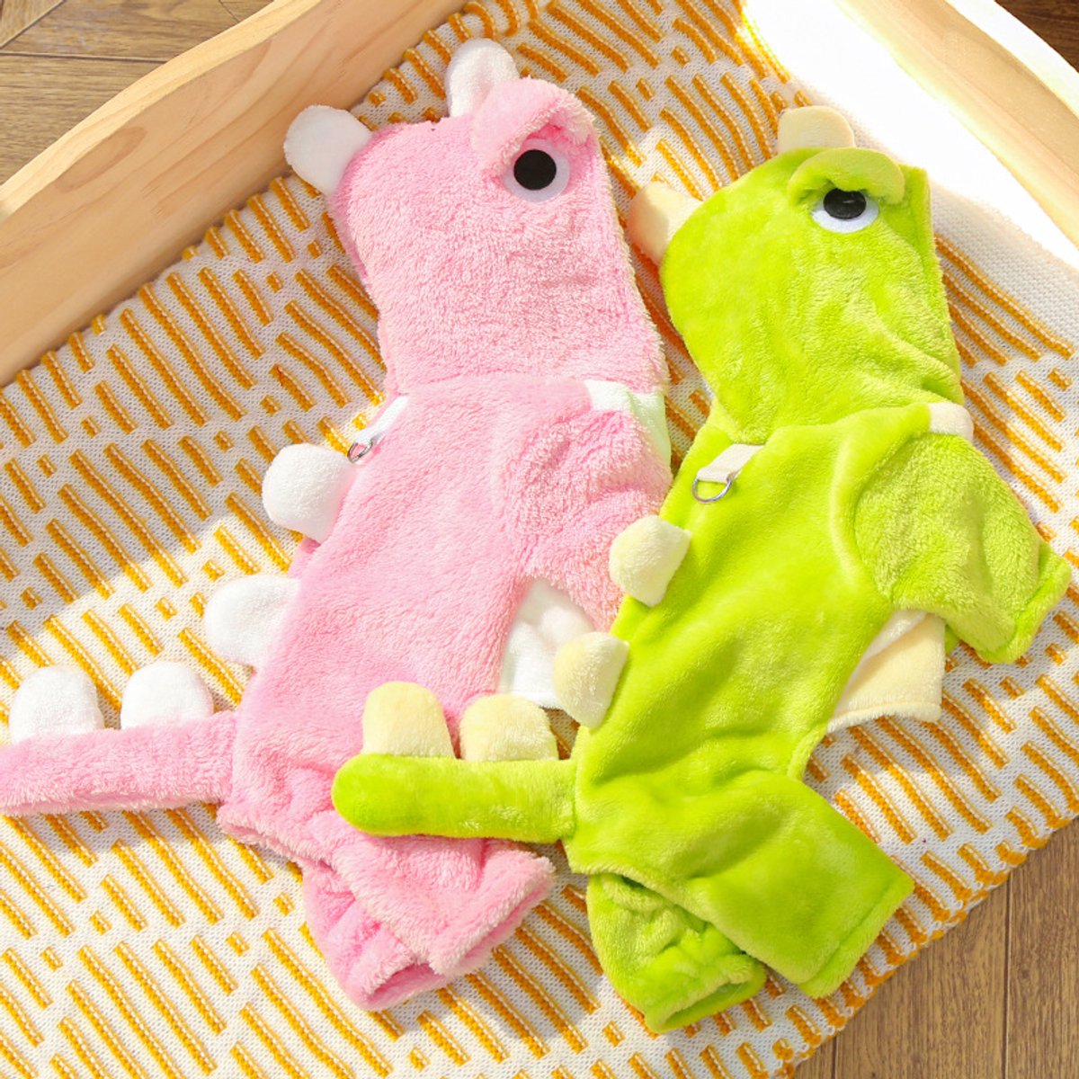 Warm Pet Clothing - Cute Dinosaur Dog Suit - Warm Fleece Pet Clothes for Small Dogs - Pink (Size L) - Image 4
