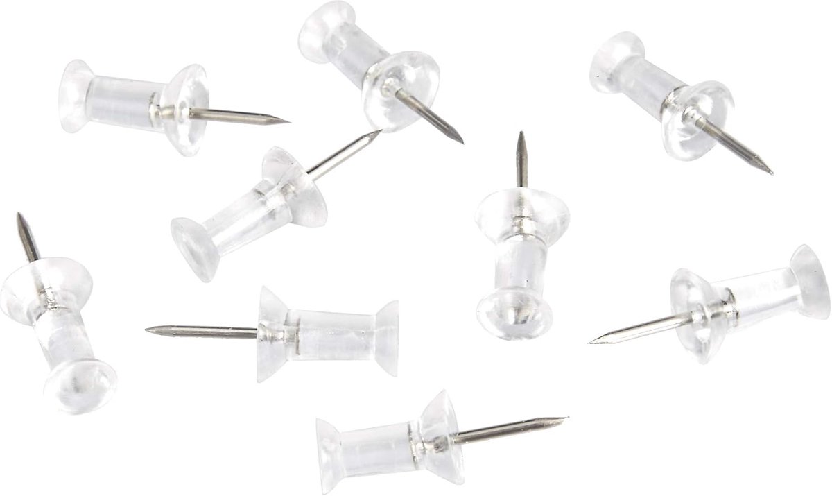 Set of 200 Transparent Push Pins - 11mm Long - Suitable for noticeboards, cards, posters and craft projects - Image 1