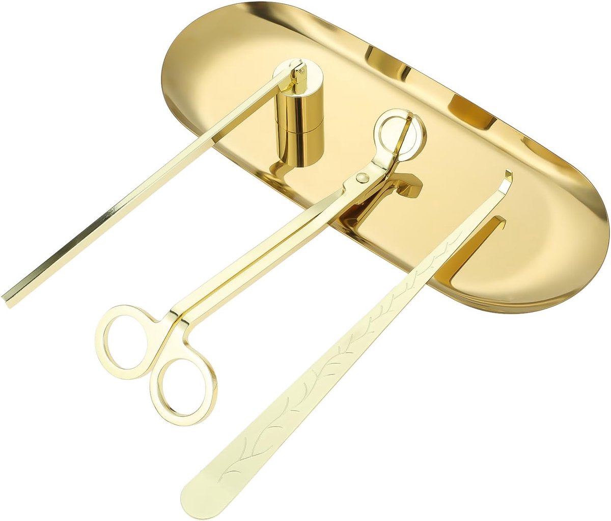 Candle Extinguisher - 3 in 1 Candle Accessory Set - Candle Key, Mini Candle Extinguisher, Candle Key - Perfect for Candle and Fragrance Lovers (3-Piece Set, Gold) - Image 1