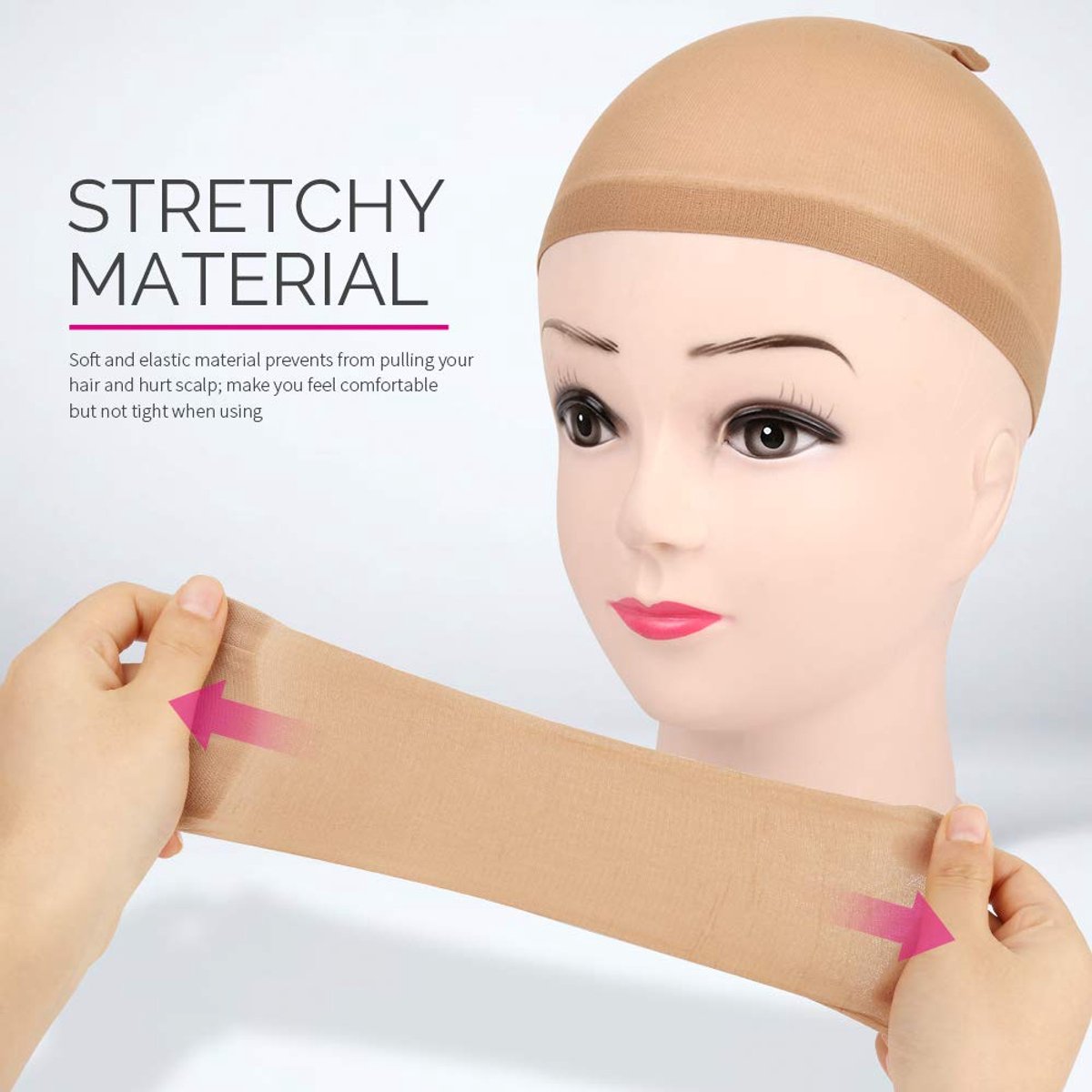 5-piece set - light brown - elastic - wig cap - Image 3