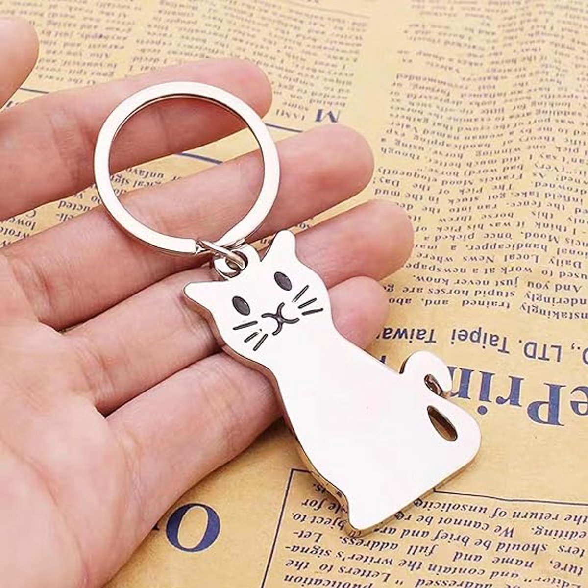 Keychain - Cat Keychain - Cute Keychain - Perfect Gift for Lovers, Friends and Best Friend - Silver - Image 1