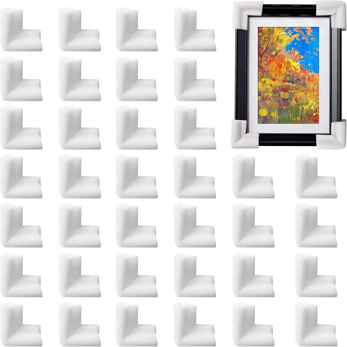 36-Piece Thick Foam Corner Protectors for TVs, Pictures, and Mirrors - Picture Frame Shipping & Packaging - Book Corner Shipping Supplies - Image 1