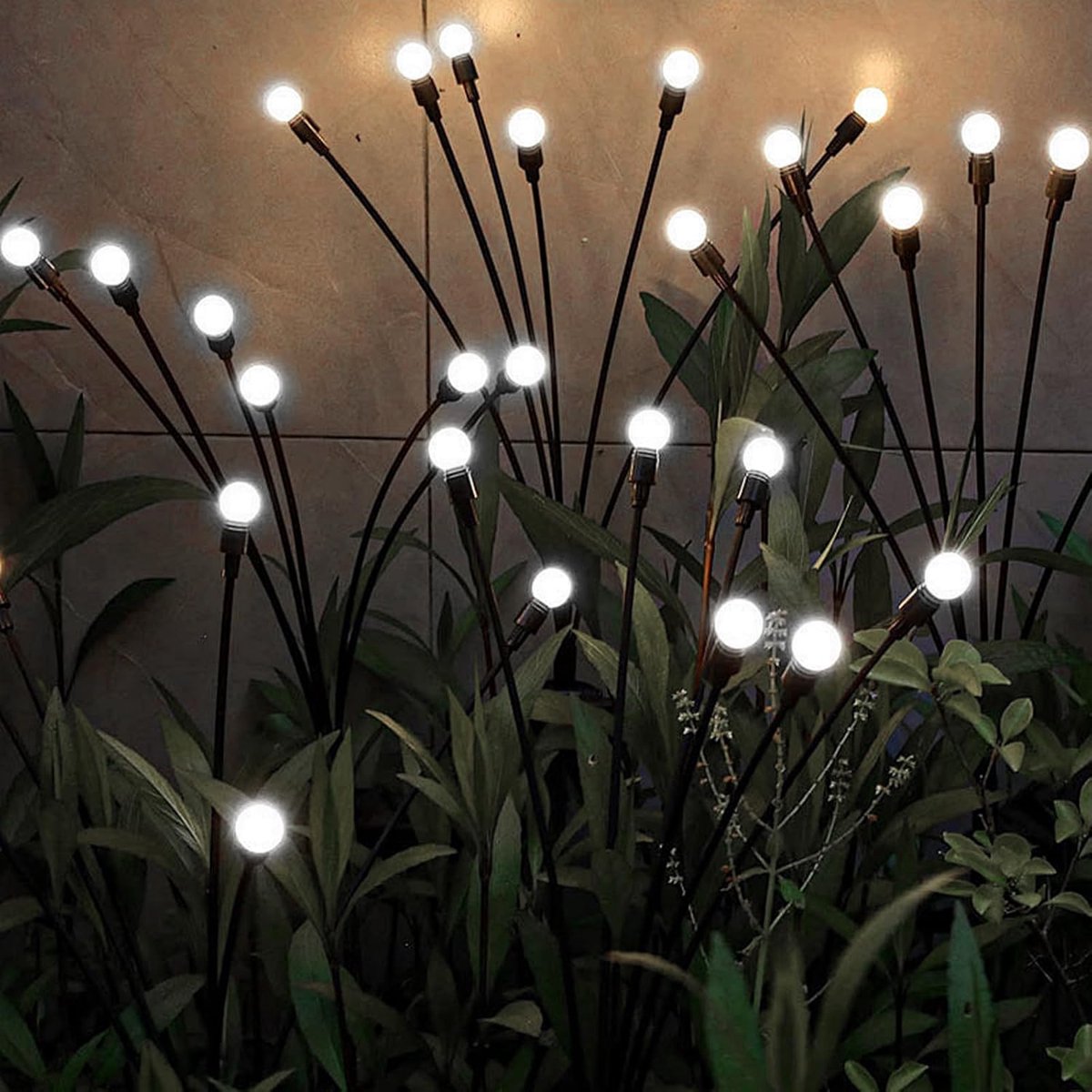 LED solar lights - Outdoor lighting - Solar garden lighting - Mood lighting - LED solar garden lights - Firefly-shaped - 12 flower pots x 2 - Waterproof, suitable for outdoor use - Ideal for decorating patio paths - White light - Image 1