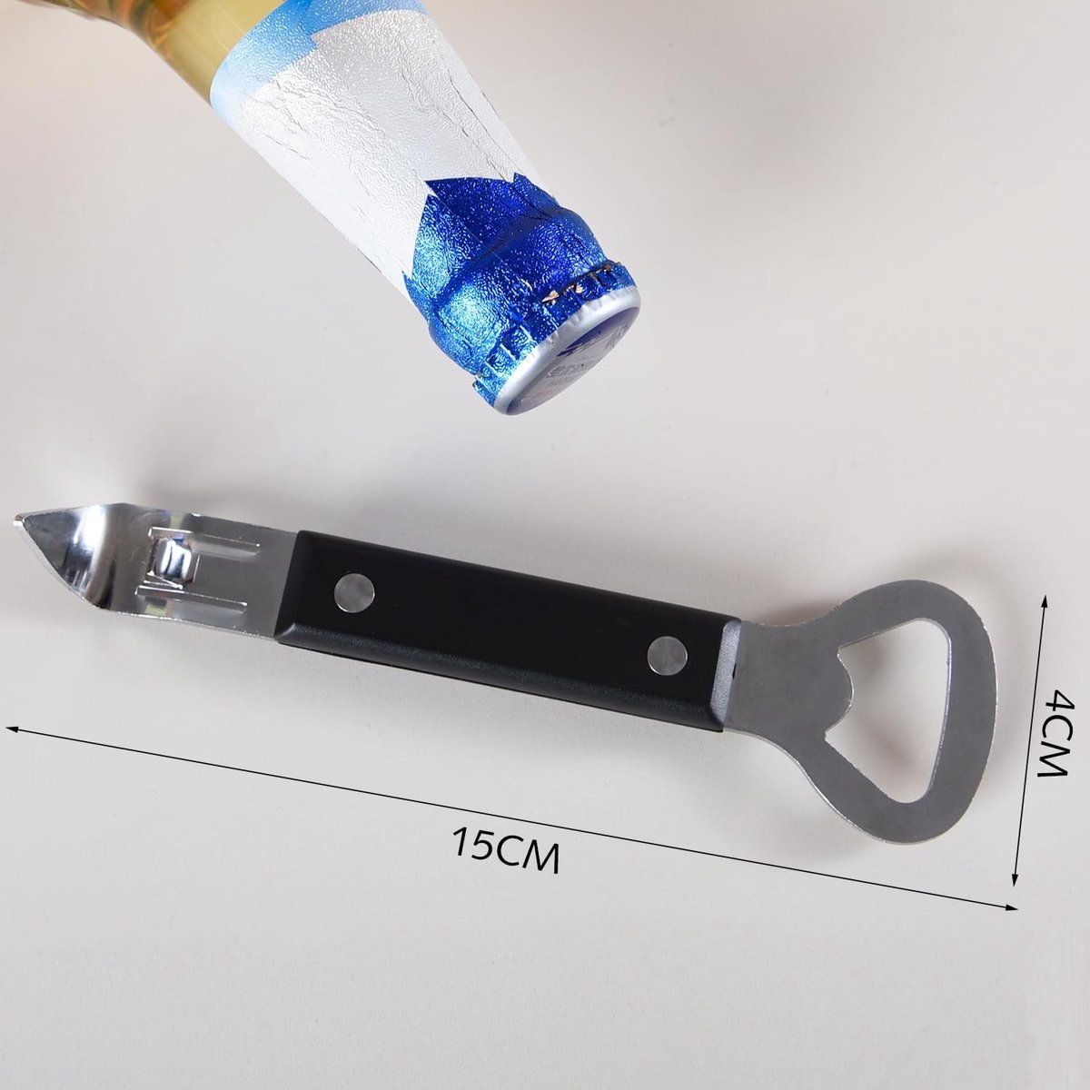 Bottle Opener - Manual Can Opener - Perforated Bottle Opener - Double Ended Wall Mounted Bottle Opener - Stainless Steel Bottle Opener for Beer and Cans - Small Bottle Opener - Suitable for Camping and Travel Use - Image 5