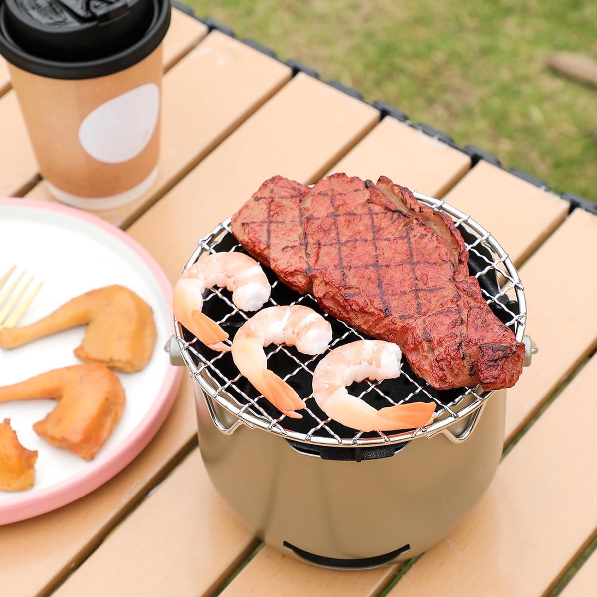 Grill - Portable Charcoal Grill - Mini Stainless Steel Charcoal Grill - Small Outdoor Grill - Suitable for Camping, Backyard BBQs, RVs and Picnics (Green) - Image 6