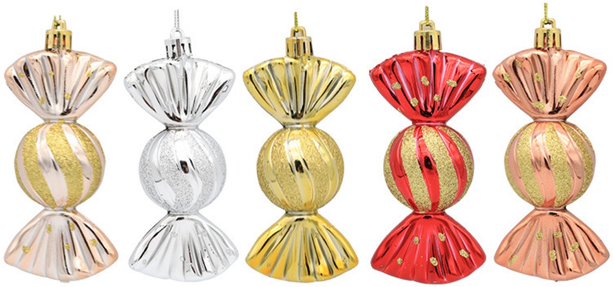 Christmas Decorations - Christmas Decorations - Painted Candy Christmas Tree Decorations - Champagne (5 per box) - Image 2