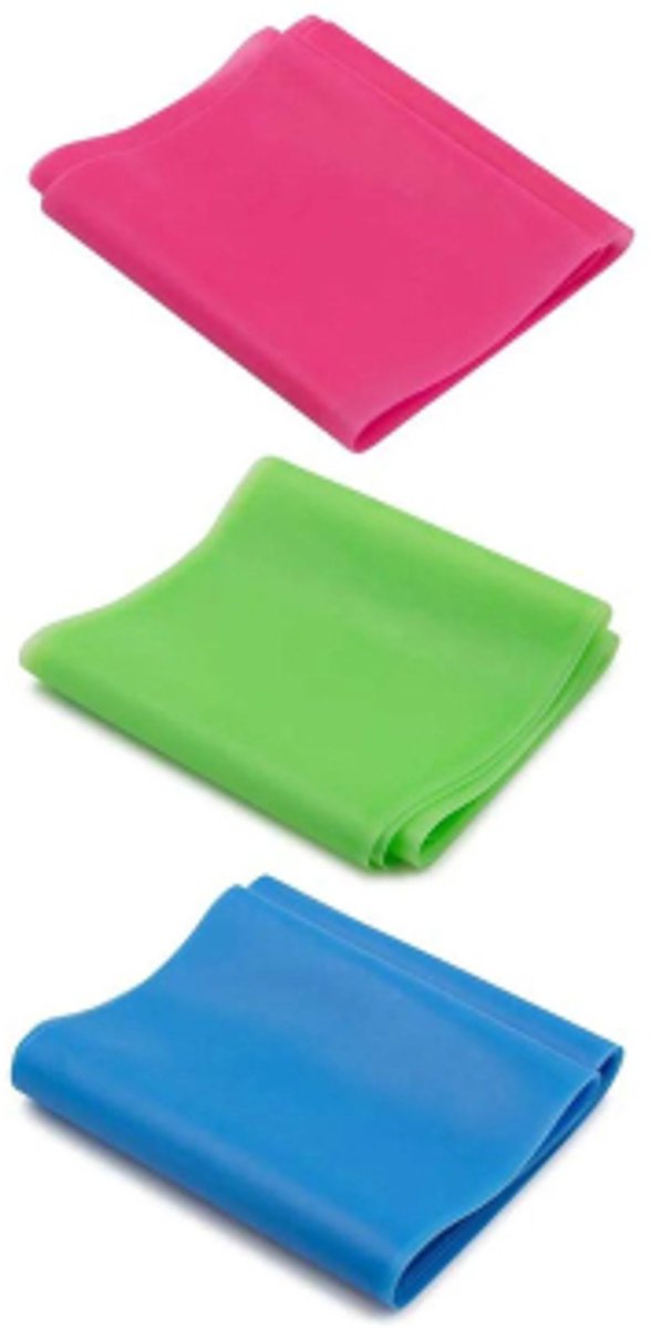 3 Items - Resistance Band - Yoga Stretch Band - Shoulder Resistance Band - Fitness Band (Blue + Red + Green) - Image 1