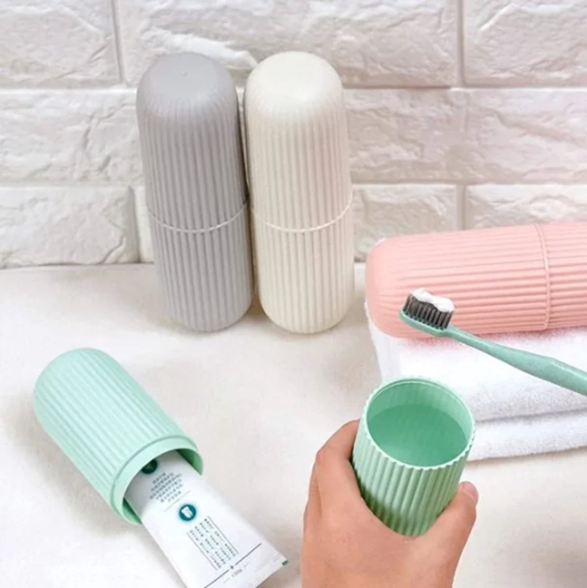 4-Piece Pack - Travel Toothbrush Holder - Portable - Travel Mouthwash Cup - Multifunctional Storage Box - Image 4