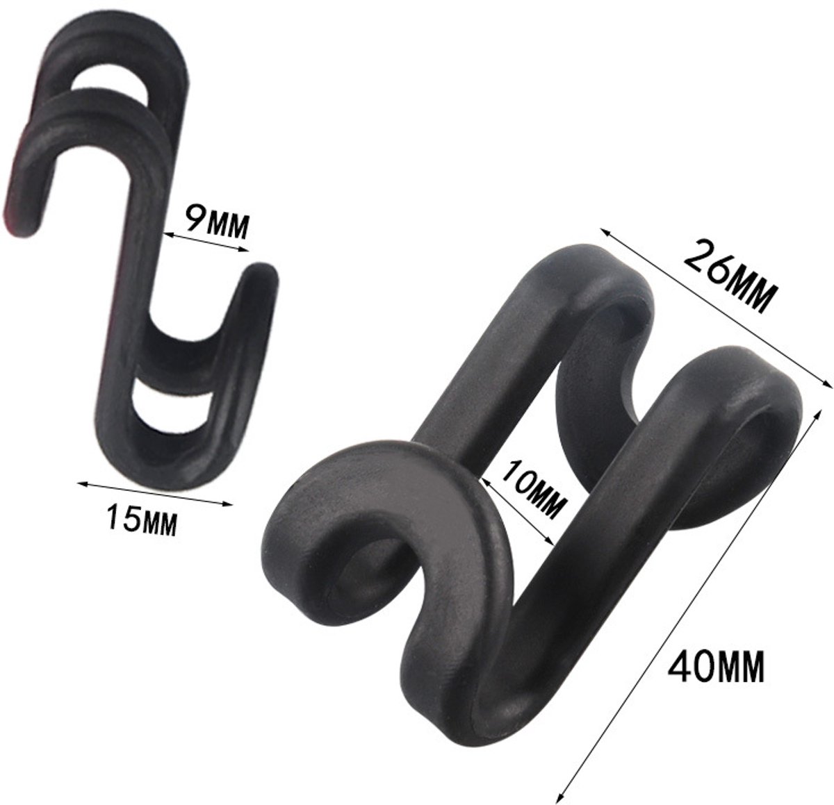 Hanger Hooks | Hooks - S-Hook Hangers - Black - Pack of 100 - Coat Hooks - Space-Saving Hanger Connector Hooks - Plastic Hanger Connectors - Ideal for Organizing Your Wardrobe - Image 5