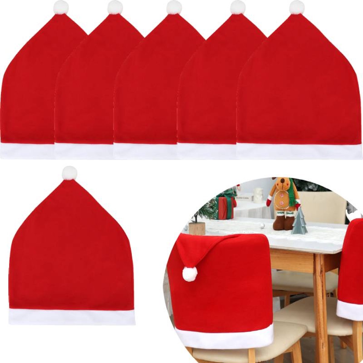 Chair Covers - Set of 6 - Christmas Chair Covers - Red Chair Covers - Christmas Chair Covers - Christmas Decorations - Image 1