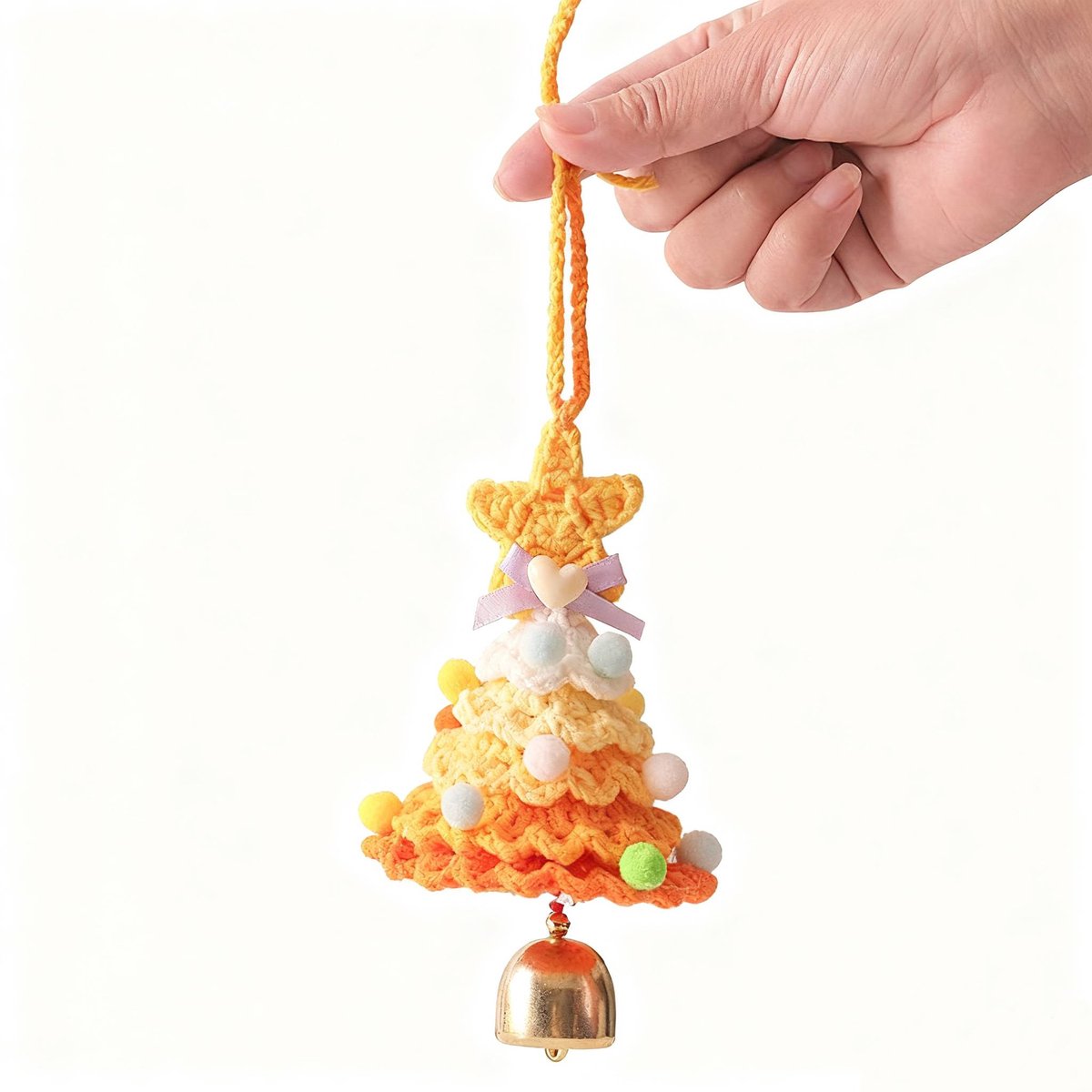 Christmas Decorations - Crochet Christmas Tree Bell Decorations - Small Christmas Decorations - Car Decorations - Style G - Image 1