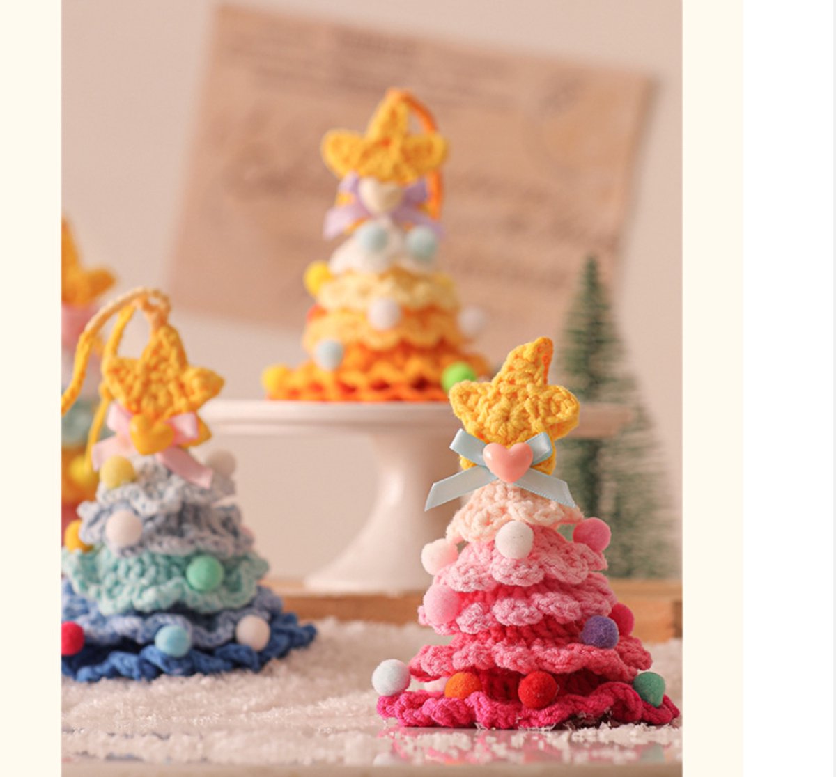 Christmas Decorations - Crochet Christmas Tree Bell Decorations - Small Christmas Decorations - Car Decorations - Style G - Image 6