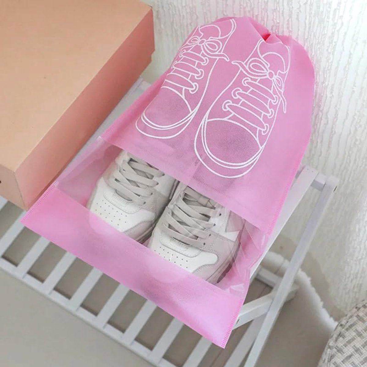 Shoe Bags - Pack of 5 - Shoe Bag - Travel and Storage Bag - Water-Repellent - Travel Organizer - Pink (43.5*32cm) - Image 5