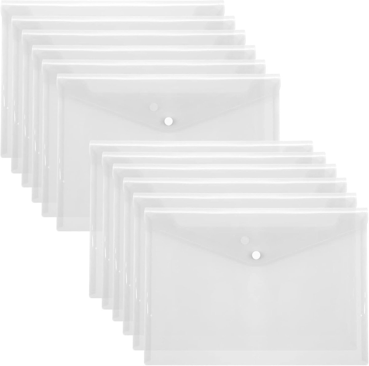 12 folders - plastic folders - transparent A4 format - waterproof - polyethylene - snap closure - ideal for office and school supplies - Image 1