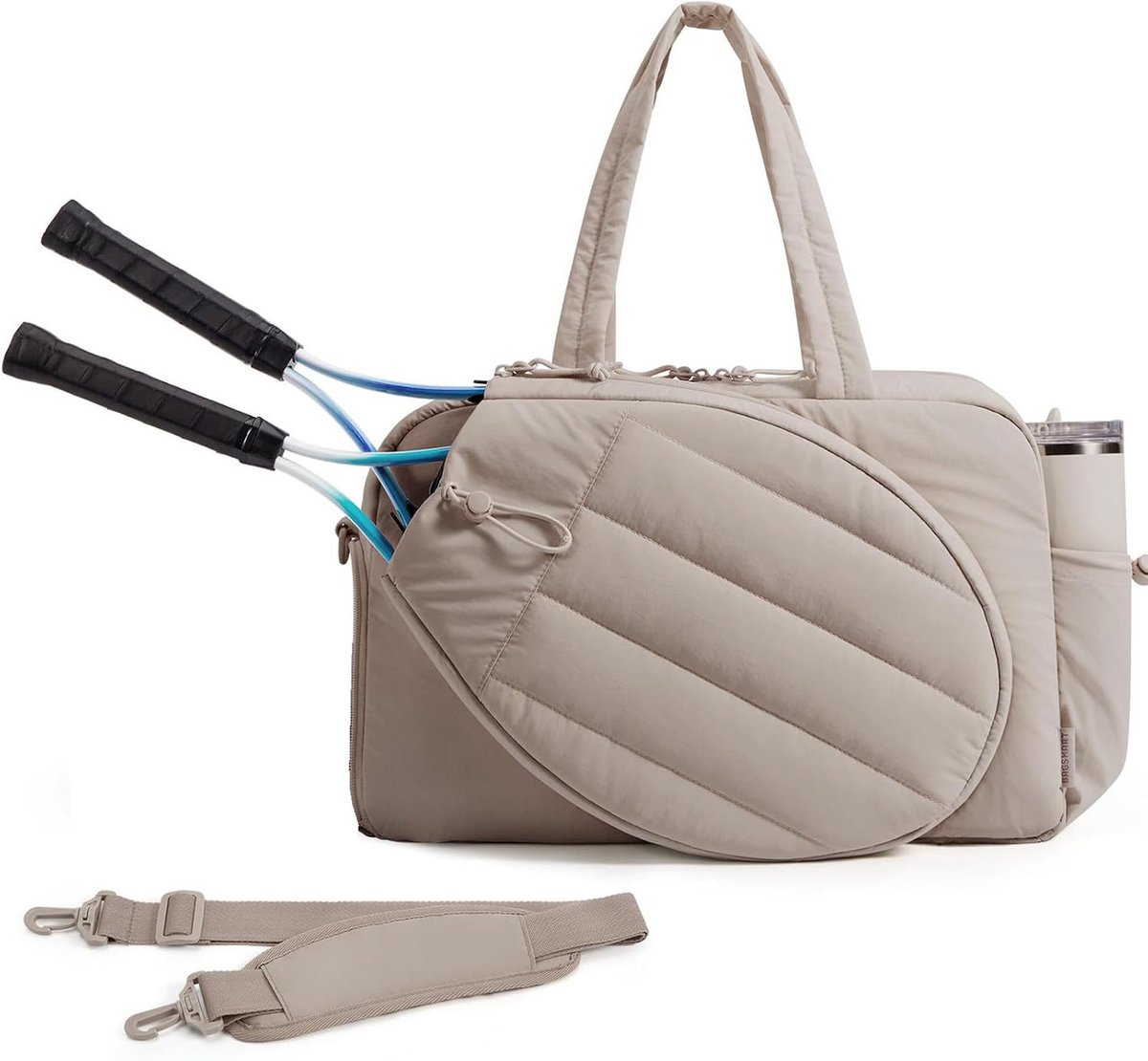 Tennis Bag - Tennis Backpack - 42L with Shoe Compartment - Sports Bag - Waterproof Racket Bag - Protective Racket Compartment - Portable as a Shoulder Bag - Camel - Image 1