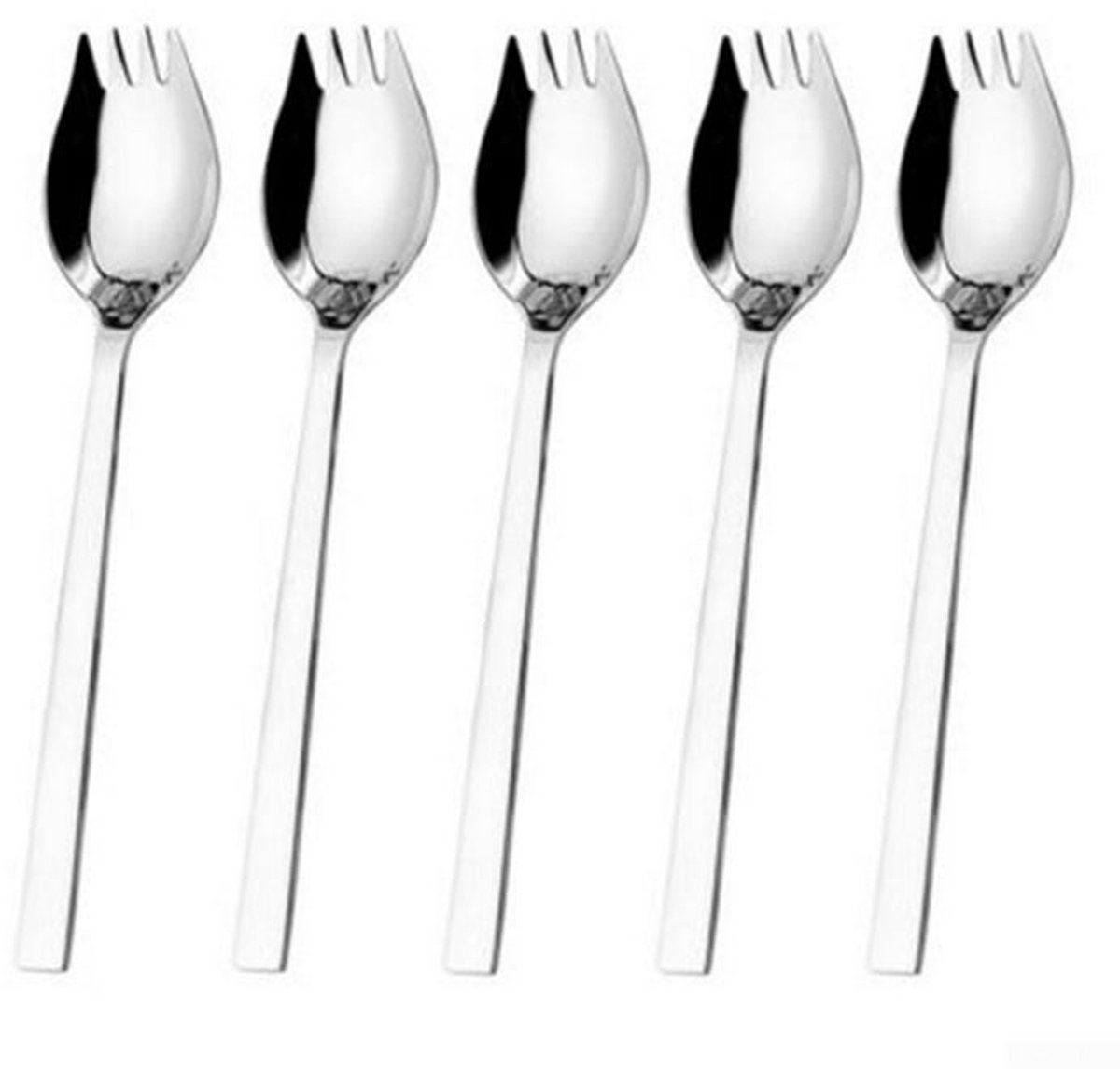 5-piece stainless steel cutlery set - fork and spoon - soup, salad and noodle spoons and forks - Image 1
