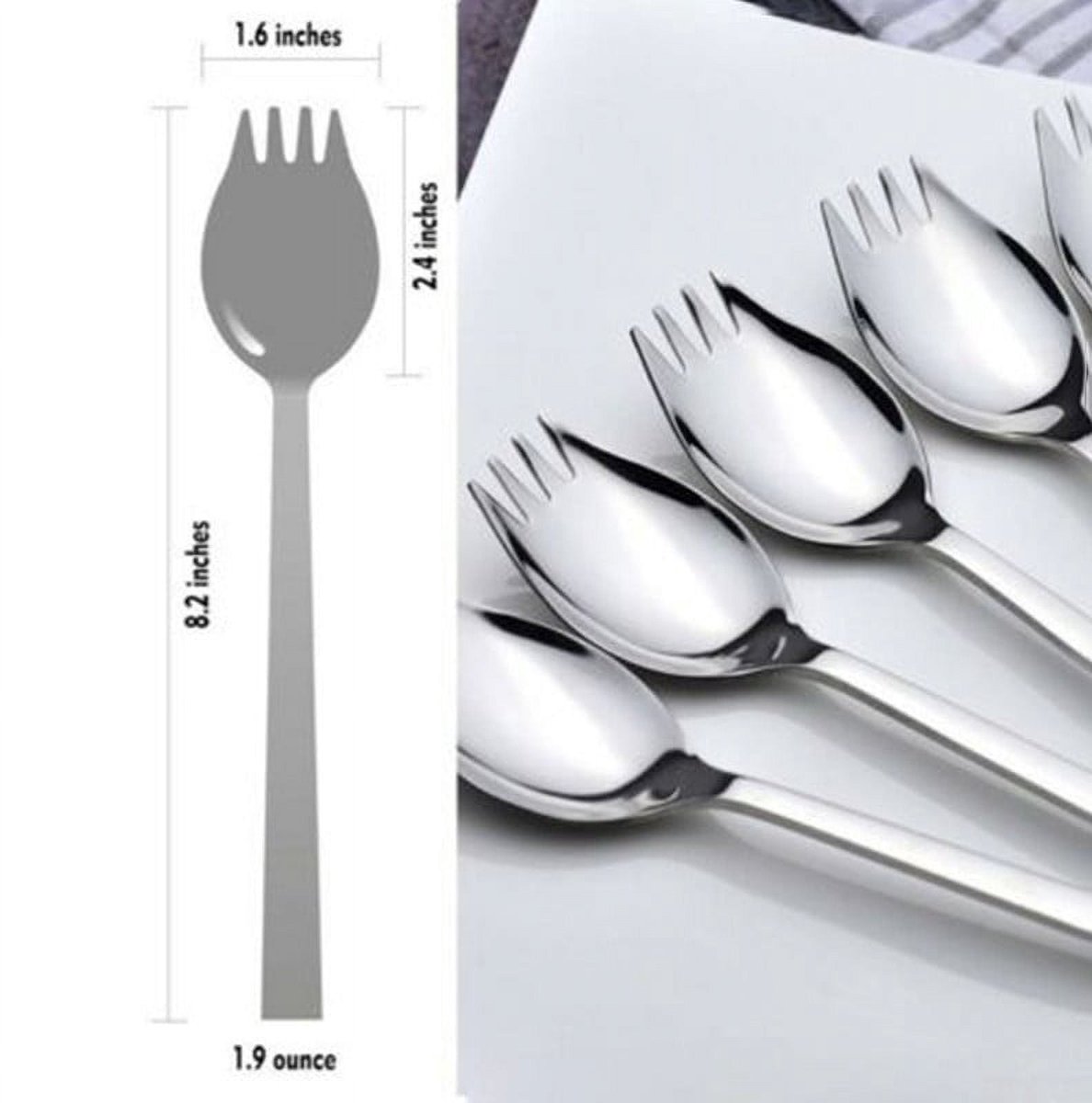 5-piece stainless steel cutlery set - fork and spoon - soup, salad and noodle spoons and forks - Image 2